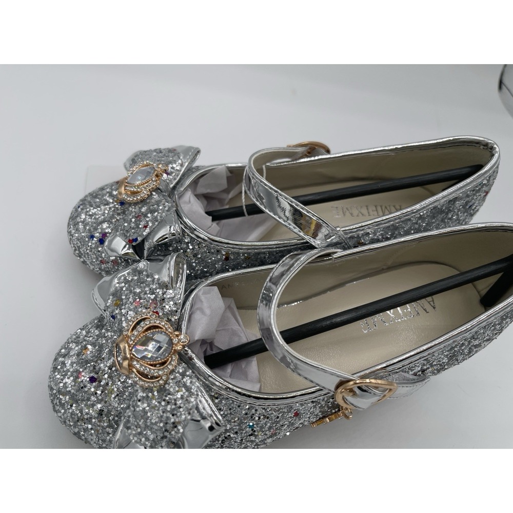 Little Kid Girl Glitter Princess Low Heel Fancy Party Dress Up Shoes Size 10 - Picture 3 of 9